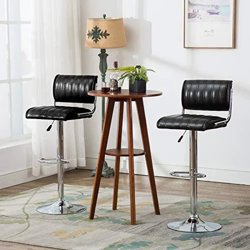 IntimaTe WM Heart Lot de 2 Tabourets de Bar Réglable Socle et Repose-Pieds Chromés Noir