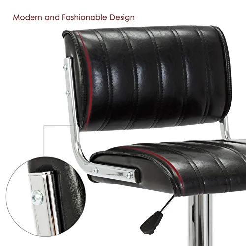 IntimaTe WM Heart Lot de 2 Tabourets de Bar Réglable Socle et Repose-Pieds Chromés Noir