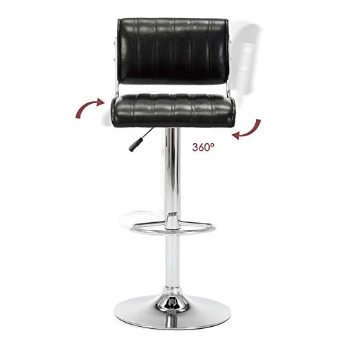 IntimaTe WM Heart Lot de 2 Tabourets de Bar Réglable Socle et Repose-Pieds Chromés Noir