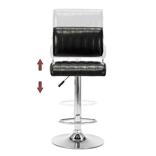 IntimaTe WM Heart Lot de 2 Tabourets de Bar Réglable Socle et Repose-Pieds Chromés Noir