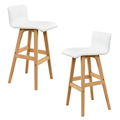 [en.CASA] Comptoir de Bar Blanc avec Tabouret de Bar hêtre Table de Bar Table Haute