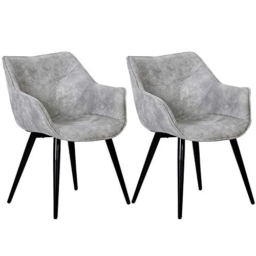 WOLTU 2 X Chaises de Salle à Manger chaises de Cuisine Chaises de Salon Assise en Tissu Structure en Acier,Gris Clair BH99hgr-2