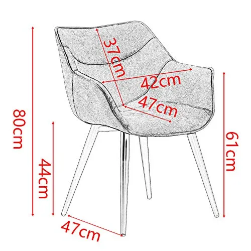 WOLTU 2 X Chaises de Salle à Manger chaises de Cuisine Chaises de Salon Assise en Tissu Structure en Acier,Gris Clair BH99hgr-2
