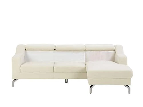 Beliani - Canapé d'angle - Glosli - Velours, Beige