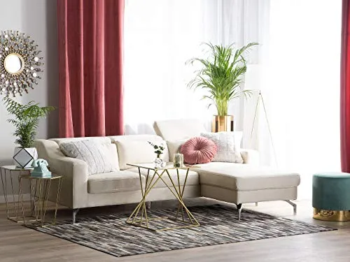Beliani - Canapé d'angle - Glosli - Velours, Beige