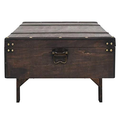vidaXL Table Basse Bois Massif Style Vintage Marron Bancs d'Entrée Salon