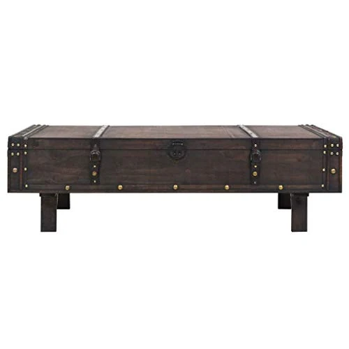 vidaXL Table Basse Bois Massif Style Vintage Marron Bancs d'Entrée Salon