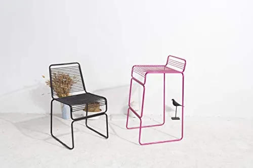 KOSMI.FR - Lot de 2 Chaises Noires Mates métal à barreaux Style Industriel FRIOUL