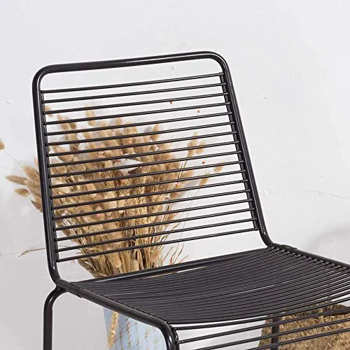 KOSMI.FR - Lot de 2 Chaises Noires Mates métal à barreaux Style Industriel FRIOUL