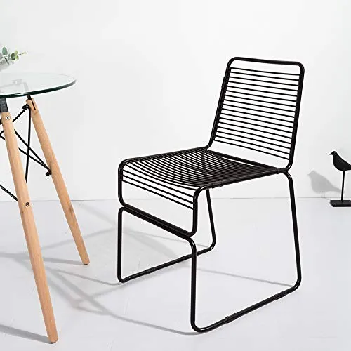 KOSMI.FR - Lot de 2 Chaises Noires Mates métal à barreaux Style Industriel FRIOUL