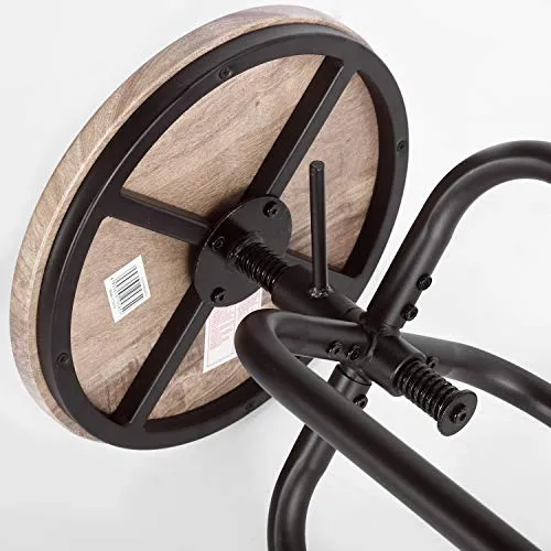 HOUSE IN BOX.COM Lot de 2 Rond Tabourets de Bar Chaise de Bar Taboure Pivotant Hauteur Réglable Rotatif à 360 Dégrées Siège Repose-Pieds Style Industriel pour Bar Comptoir Cuisine (Chêne)