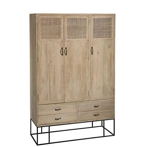 Armoire cannage en rotin tissé et bois de manguier