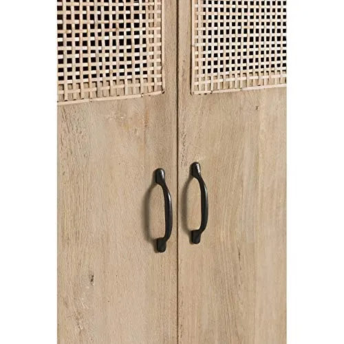 Armoire cannage en rotin tissé et bois de manguier
