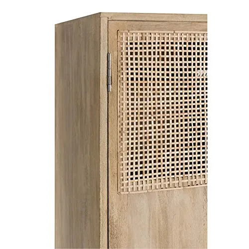 Armoire cannage en rotin tissé et bois de manguier