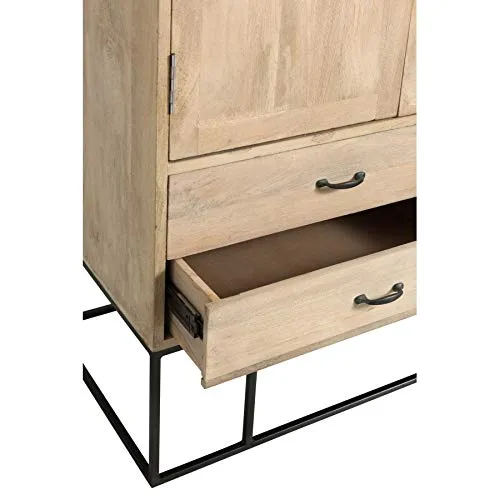 Armoire cannage en rotin tissé et bois de manguier