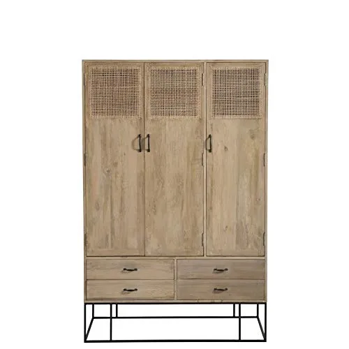 Armoire cannage en rotin tissé et bois de manguier