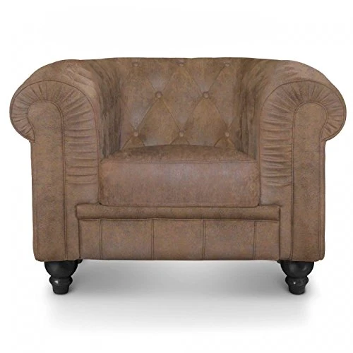 Paris Prix - Fauteuil Design Chesterfield 110cm Tissu Vintage