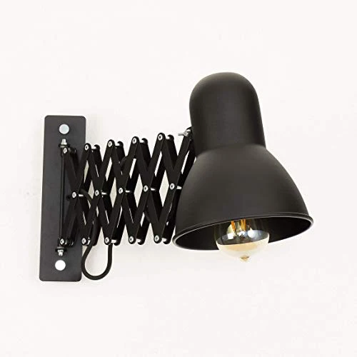 Lampe murale à enfiler Noir uni Métal E27 style loft Liseuse Lampe de Lecture Applique murale Bureau