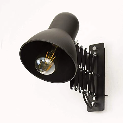 Lampe murale à enfiler Noir uni Métal E27 style loft Liseuse Lampe de Lecture Applique murale Bureau
