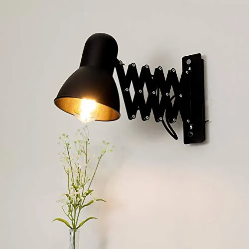 Lampe murale à enfiler Noir uni Métal E27 style loft Liseuse Lampe de Lecture Applique murale Bureau