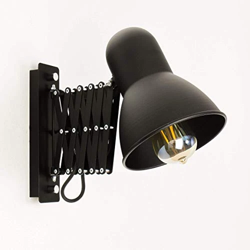 Lampe murale à enfiler Noir uni Métal E27 style loft Liseuse Lampe de Lecture Applique murale Bureau