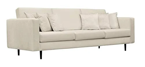 Fait à la main en Europe contemporain contemporain canapé 4 places en velours (Beige/Ecru)