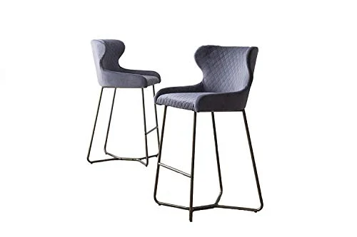 Chaise de bar moderne en tissu piqué losange, pieds effet laiton, cuisine, tabouret de bar, tissu velours