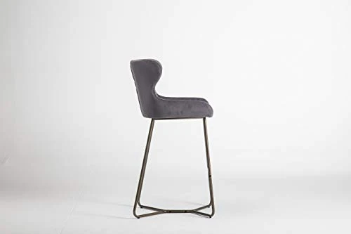 Chaise de bar moderne en tissu piqué losange, pieds effet laiton, cuisine, tabouret de bar, tissu velours