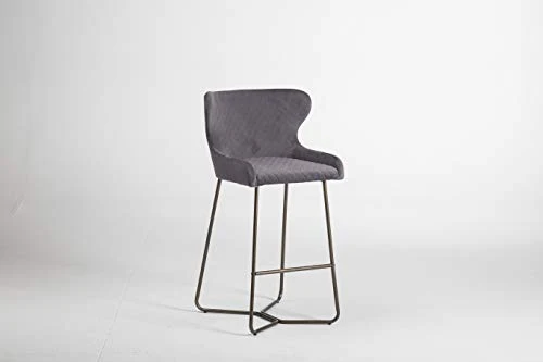 Chaise de bar moderne en tissu piqué losange, pieds effet laiton, cuisine, tabouret de bar, tissu velours