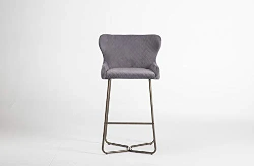 Chaise de bar moderne en tissu piqué losange, pieds effet laiton, cuisine, tabouret de bar, tissu velours