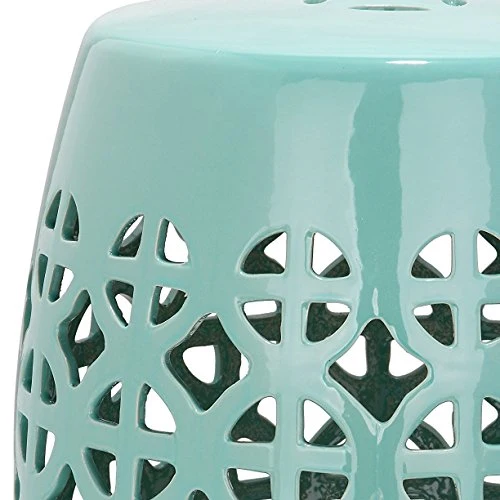 Safavieh EAC4508C Majorca Intérieur/Extérieur Tabouret de Jardin Céramique Turquoise Douce 33 x 33 x 46,99 cm