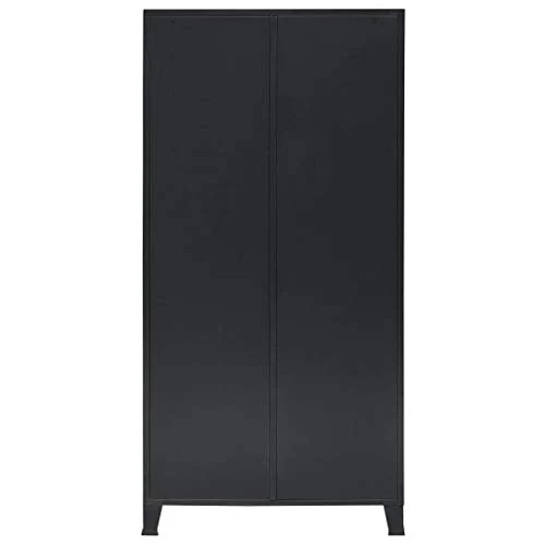 Tidyard Garde-Robe Métal | Armoire Metallique Industriel 2 Portes et 2 Tiroirs 90 x 40 x 180 cm Noir