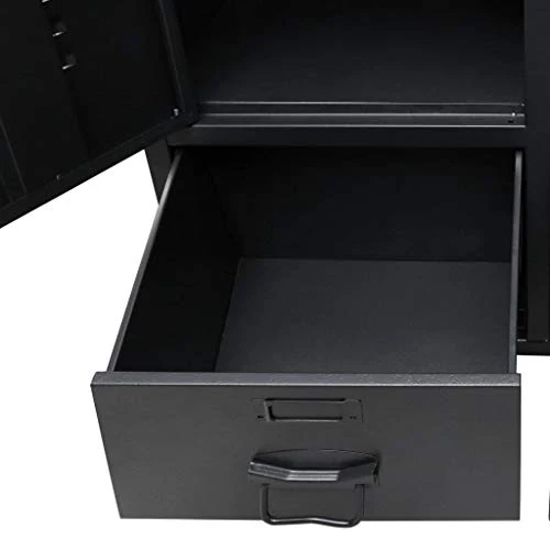 Tidyard Garde-Robe Métal | Armoire Metallique Industriel 2 Portes et 2 Tiroirs 90 x 40 x 180 cm Noir
