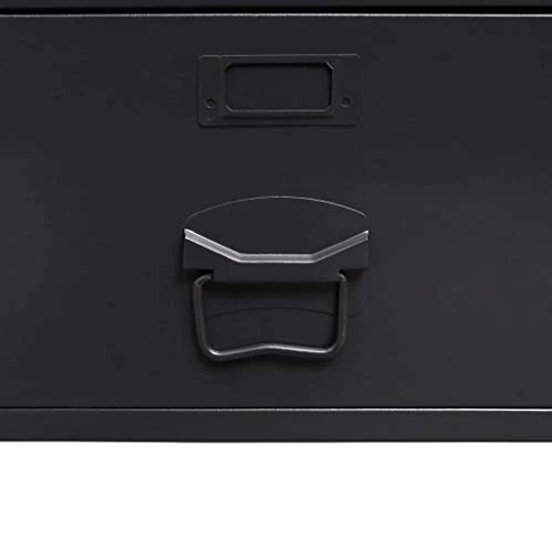 Tidyard Garde-Robe Métal | Armoire Metallique Industriel 2 Portes et 2 Tiroirs 90 x 40 x 180 cm Noir