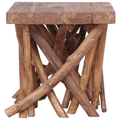 Festnight Table Basse en rondin Table de café de Style Naturel 40x40x40 cm Bois Solide