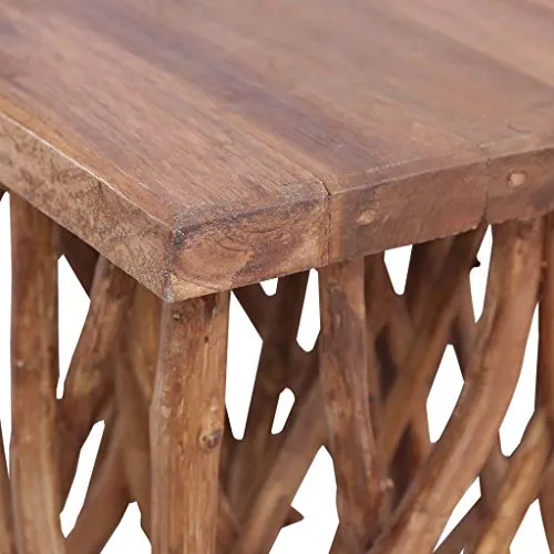 Festnight Table Basse en rondin Table de café de Style Naturel 40x40x40 cm Bois Solide