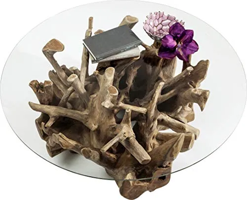 Kare Design - Table Basse Plateau Rond Pied Bois flotté Roots