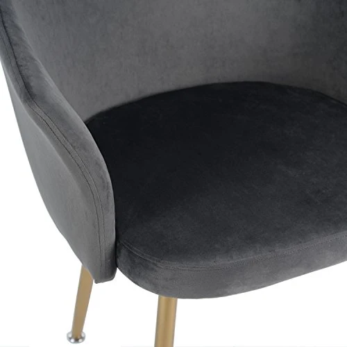 DORAFAIR Fauteuil en Tissu Velours Rétro, Fauteuil rembourré pour Salle à Manger Salon Mobilier Moderne de Bureau,Velours avec Pattes en Métal en Finition Spray Gold,Gris
