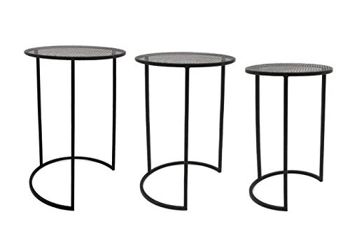 LIFA LIVING Lot de 3 Table Basse gigogne, Table Basse de Salon, Petite Table Scandinave en métal Noir, pour la Cuisine, Le Salon et la Chambre