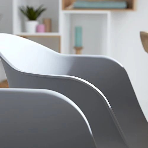 Damiware Romeo Lot de 2 chaises avec accoudoirs Tendance rétro - Salle a Manger (Gris)