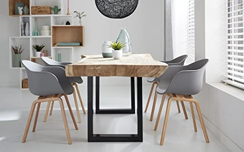 Damiware Romeo Lot de 2 chaises avec accoudoirs Tendance rétro - Salle a Manger (Gris)