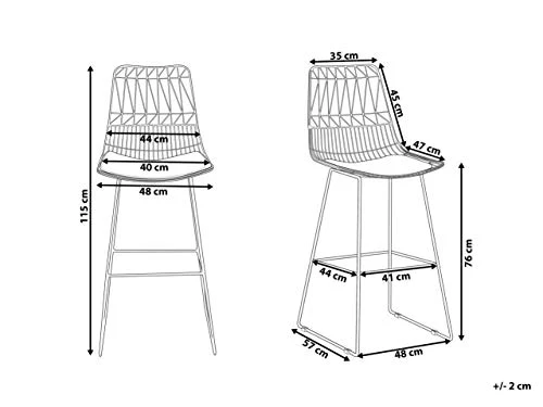 Beliani - Chaise de Bar - Preston - Acier, Noir