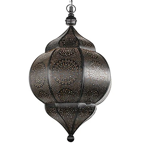 albena shop 71-5310 Abha lampe de plafond oriental style morocain H 45 cm / ø 27 cm métal noir / intérieur or