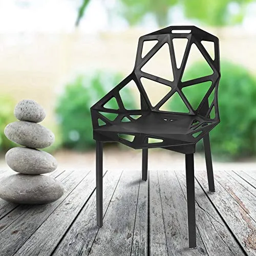 Zoternen Chaises de Salle à Manger Chaise Creuse Créatif Chaise de Café Ergonomique Chaise Jardin Décoration pour Maison Jardin Bureau Salon Café Bar, Noir