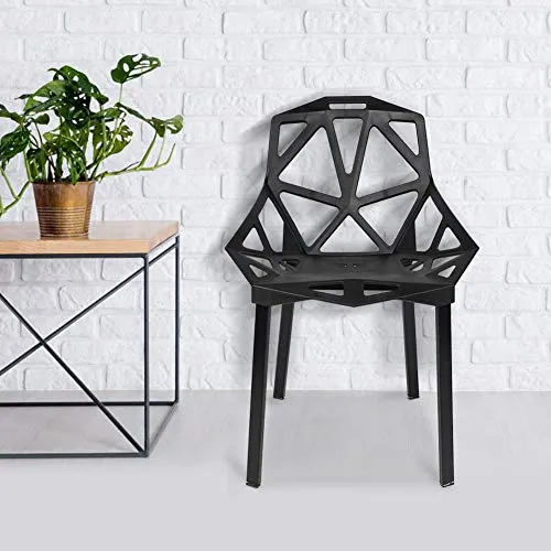 Zoternen Chaises de Salle à Manger Chaise Creuse Créatif Chaise de Café Ergonomique Chaise Jardin Décoration pour Maison Jardin Bureau Salon Café Bar, Noir
