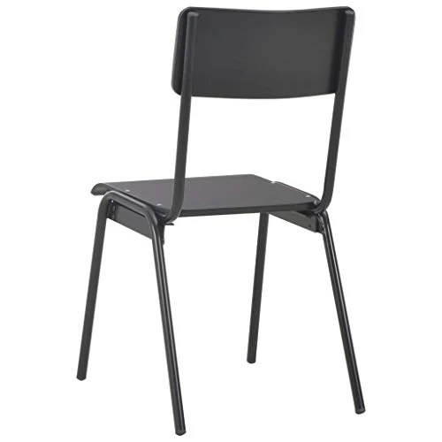 vidaXL 2X Chaises à Dîner Chaises de Salle à Manger Meuble de Cuisine Mobilier de Salon Intérieur Noir Contreplaqué Solide et Acier