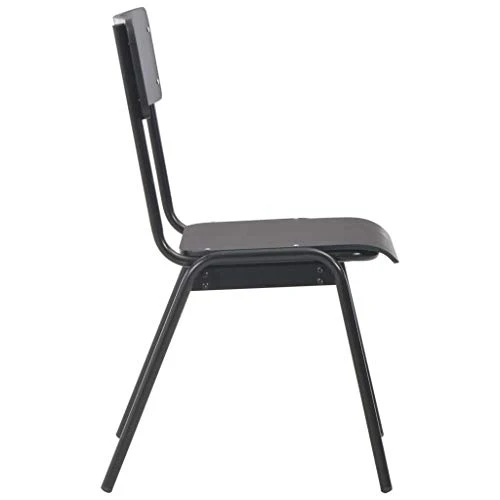 vidaXL 2X Chaises à Dîner Chaises de Salle à Manger Meuble de Cuisine Mobilier de Salon Intérieur Noir Contreplaqué Solide et Acier