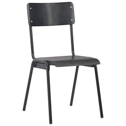 vidaXL 2X Chaises à Dîner Chaises de Salle à Manger Meuble de Cuisine Mobilier de Salon Intérieur Noir Contreplaqué Solide et Acier