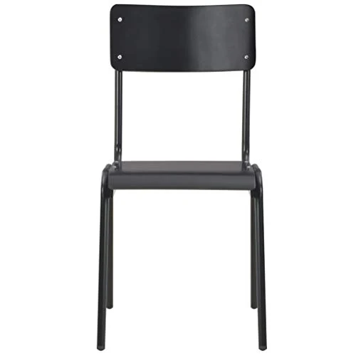 vidaXL 2X Chaises à Dîner Chaises de Salle à Manger Meuble de Cuisine Mobilier de Salon Intérieur Noir Contreplaqué Solide et Acier