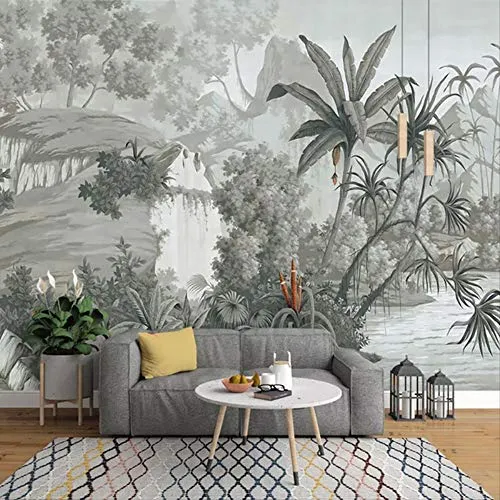 YFXGSTLI Tropical Feuilles De Banane Murale Papier Peint Paysage pour Salon Salle D'Étude Photo Papier Peint Peintures Murales W350xH256cm